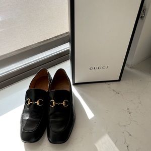 Gucci Black Leather Horsebit Quentin Slip On Loafers